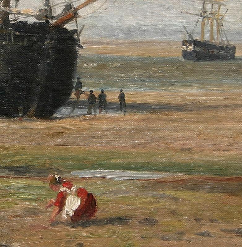 Collecting Seashells - Brown Landscape Painting by William Edward Norton