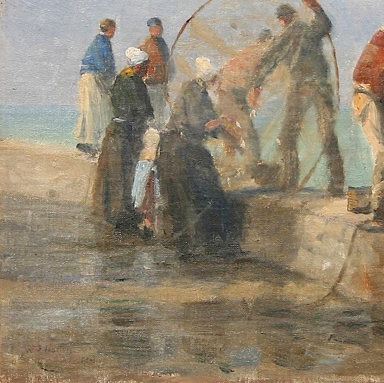 Pêche à partir de l'embarcadère - Impressionnisme américain Painting par William Edward Norton