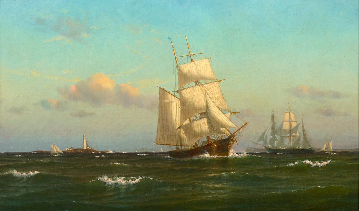William Edward Norton Landscape Painting - Marine Scene with Lighthouse