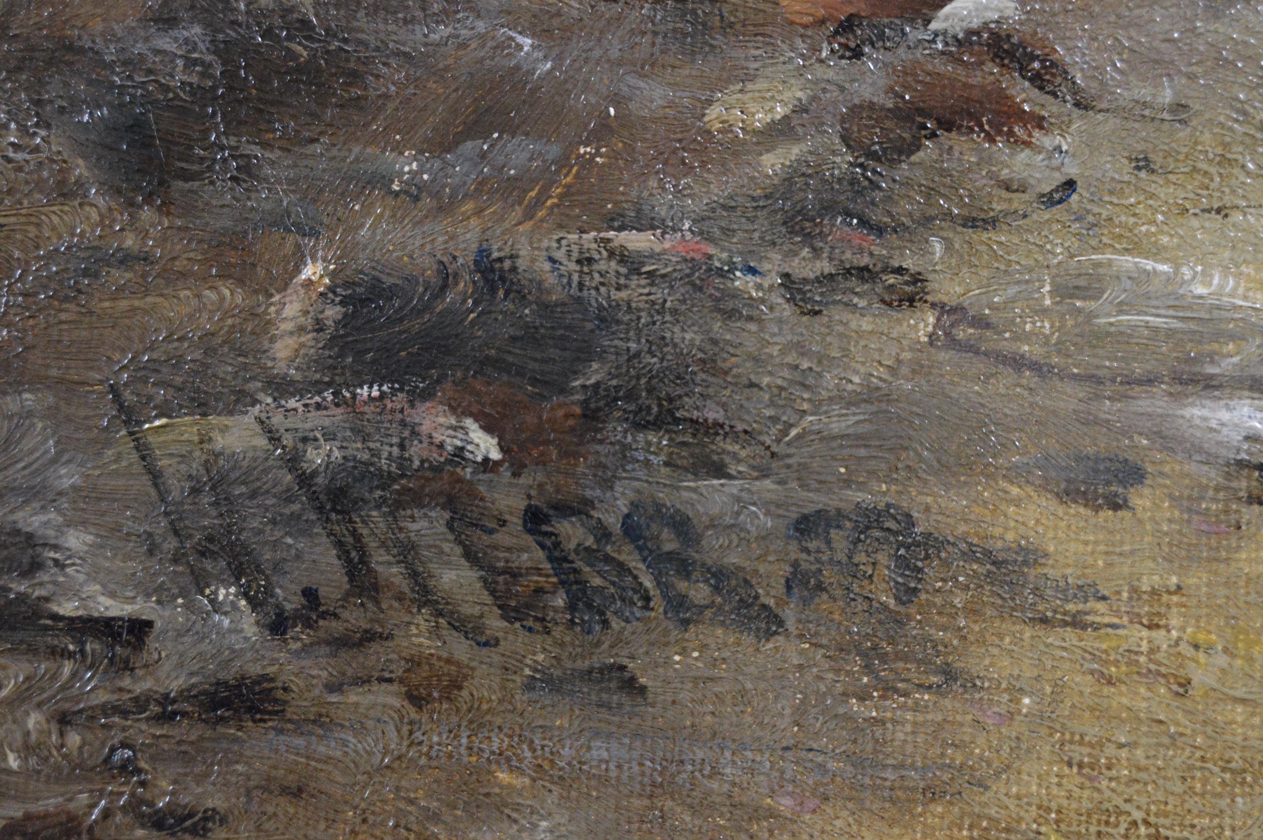 Peinture à l'huile du 19e siècle représentant le port de Douglas, Isle Of You. en vente 3
