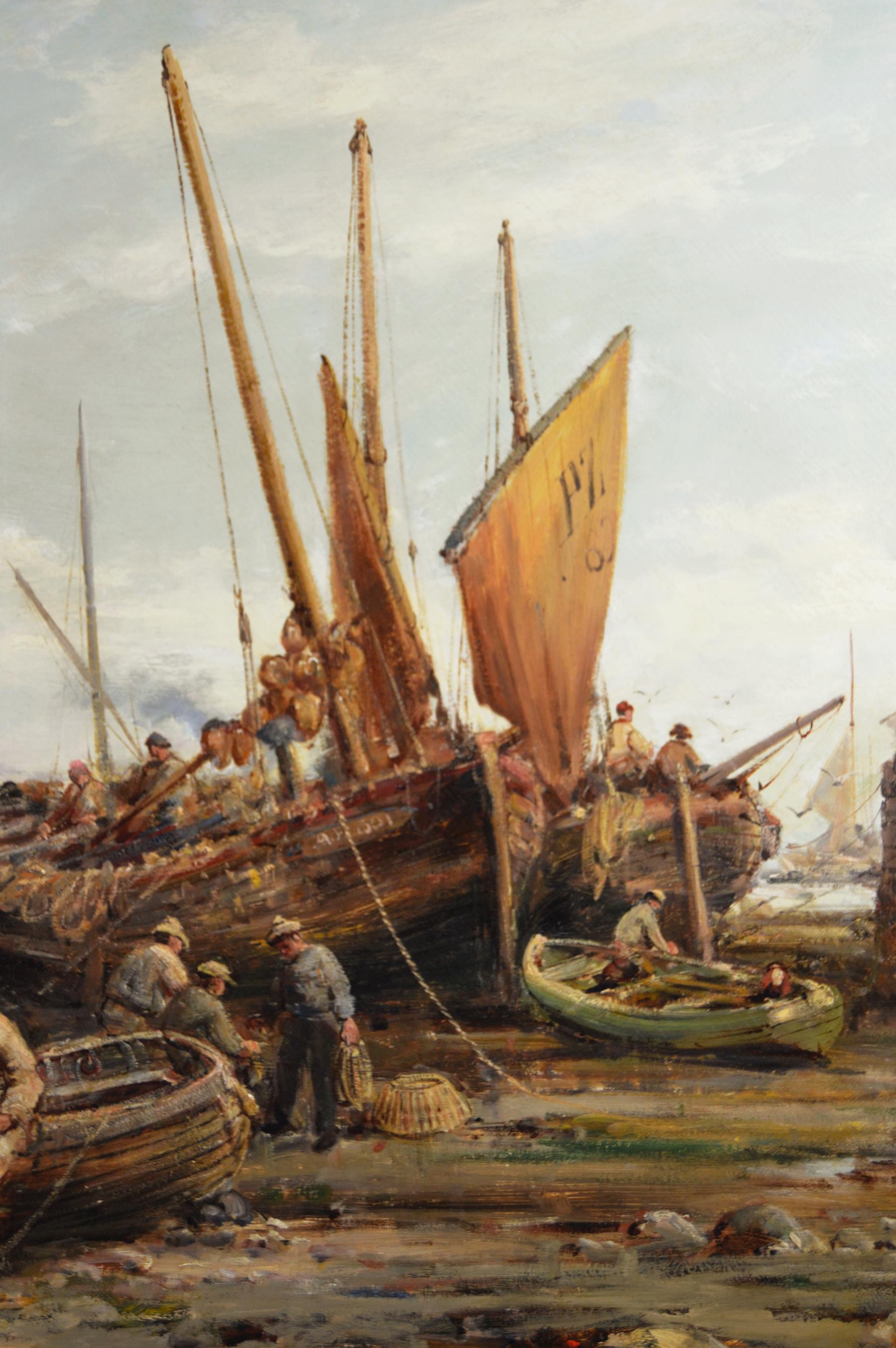 William Edward Webb
Britannique, (1862-1903)
Port de Penzance
Huile sur toile, signée
Taille de l'image : 29 pouces x 45.5 pouces 
Dimensions, y compris le cadre : 38 pouces x 54,5 pouces

Une agréable peinture côtière du port de Penzance à marée