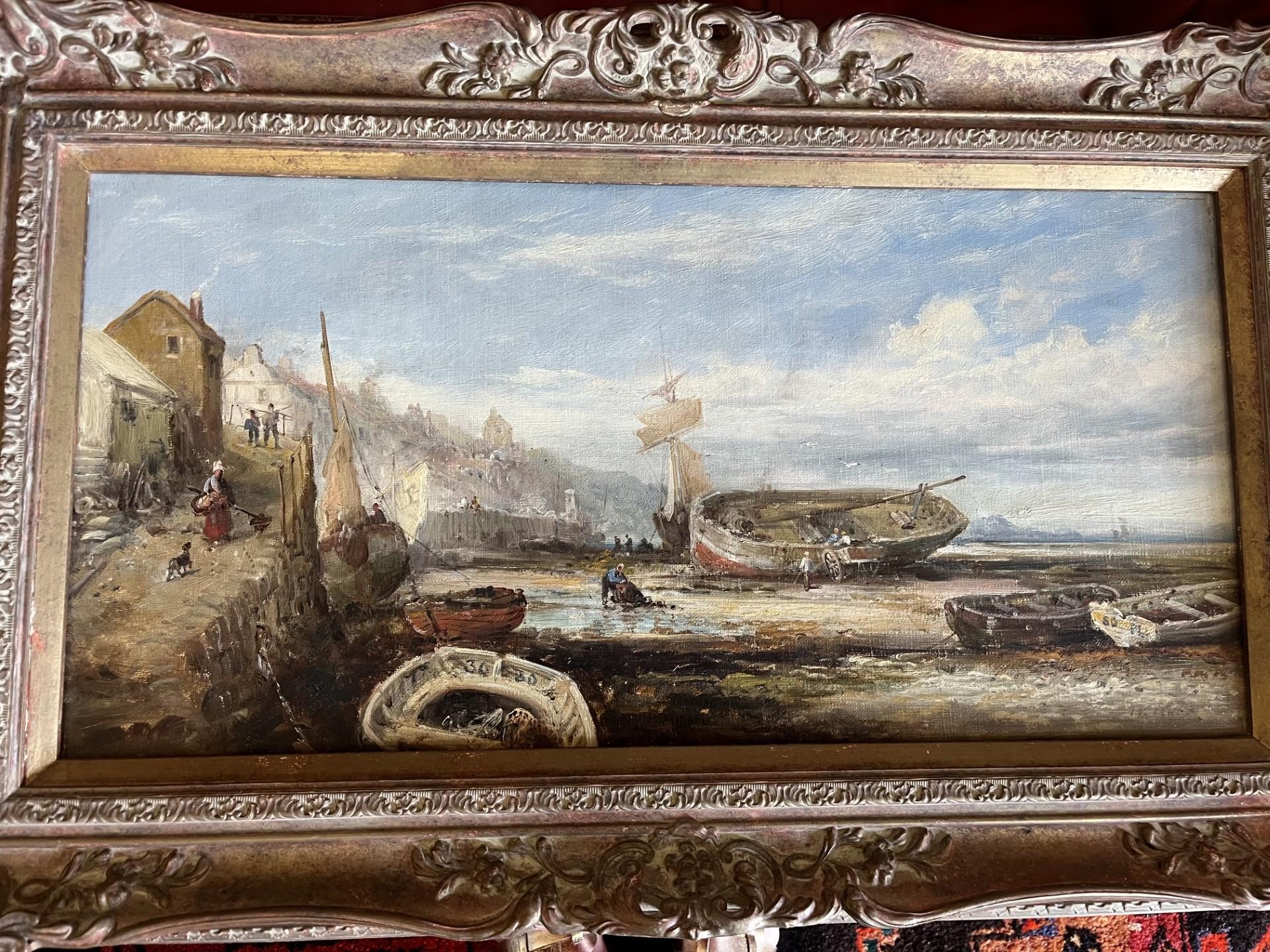 William Edward Webb Landscape Painting – Britisches viktorianisches Marineöl des neunzehnten Jahrhunderts von Peel Harbour Isle of Man