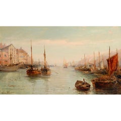 Poole Harbour, Dorset, óleo británico de finales del siglo XIX