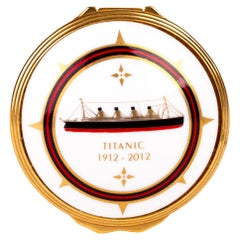 William Edwards Titanic Nautical Interest 24KT Gold Porcelain Pillbox