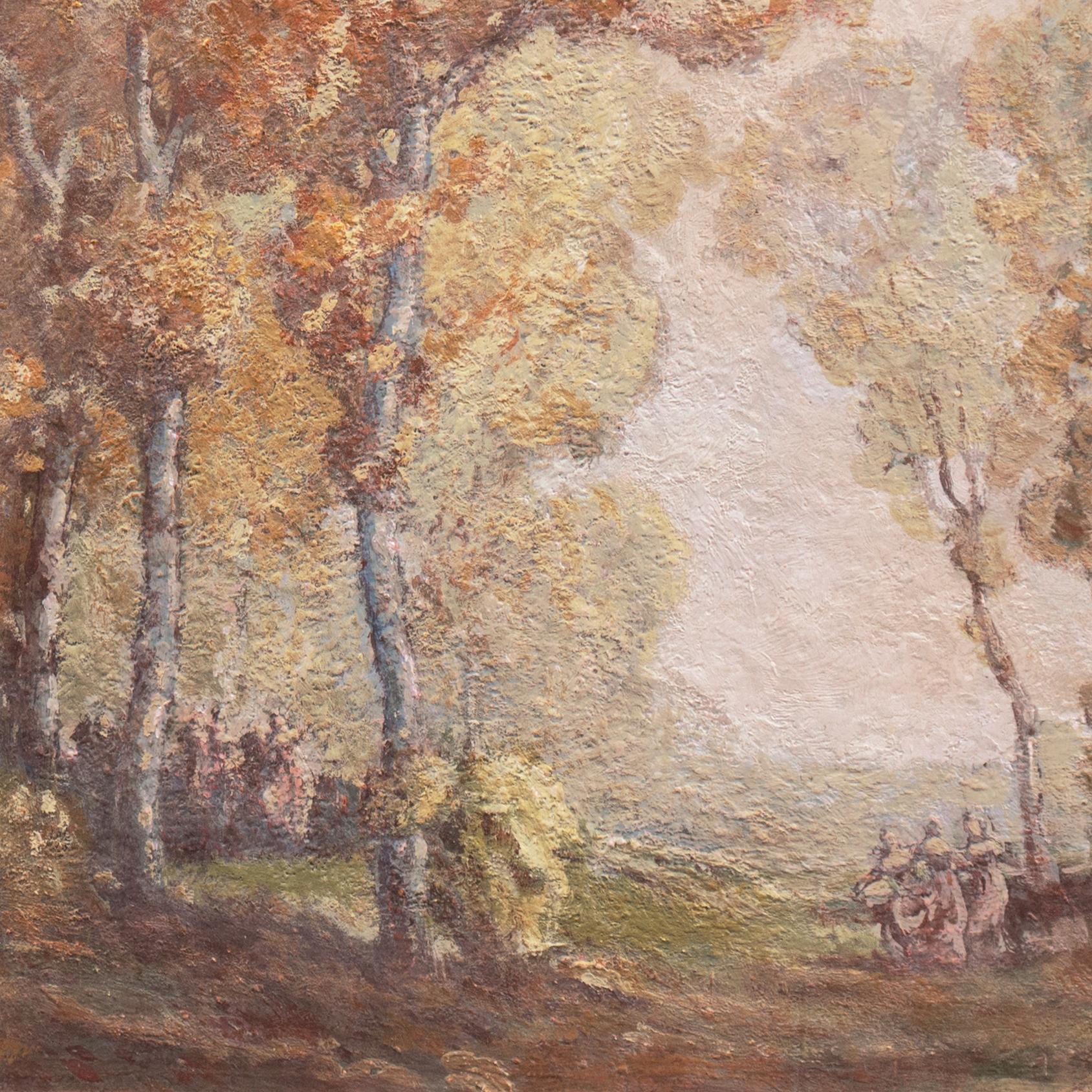 Signed lower right, 'Emerson' for William C. Emerson (American, 1865-1937) and dated 1910.
Original card board, verso, was additionally signed 'W. C. Emerson' and titled, 'The Dance' (images included were taken prior to lay down).
Displayed in a