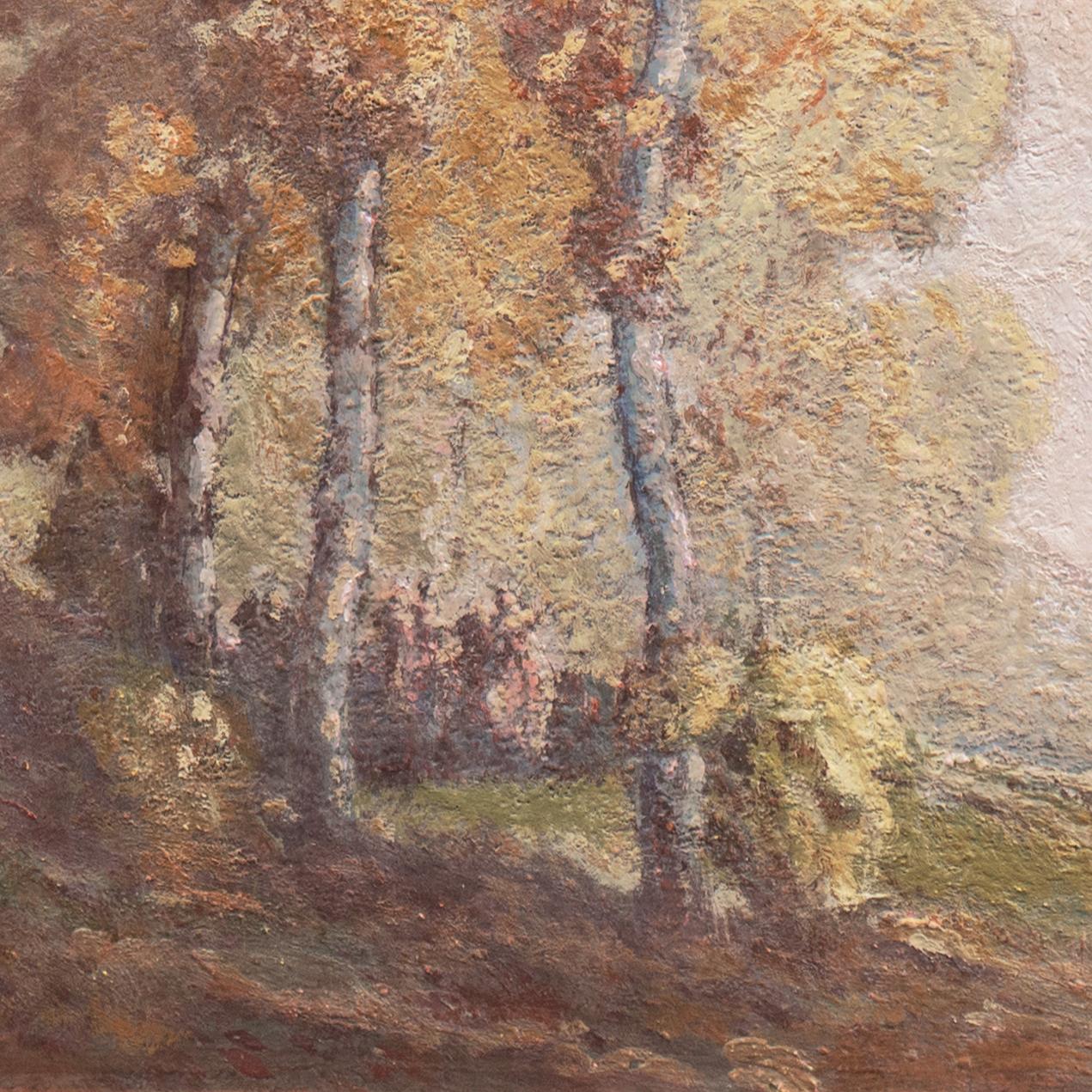 'Nymphs at Dusk', Art Nouveau, Arts and Crafts, Tonalist Oil, Three Graces, AIC For Sale 5