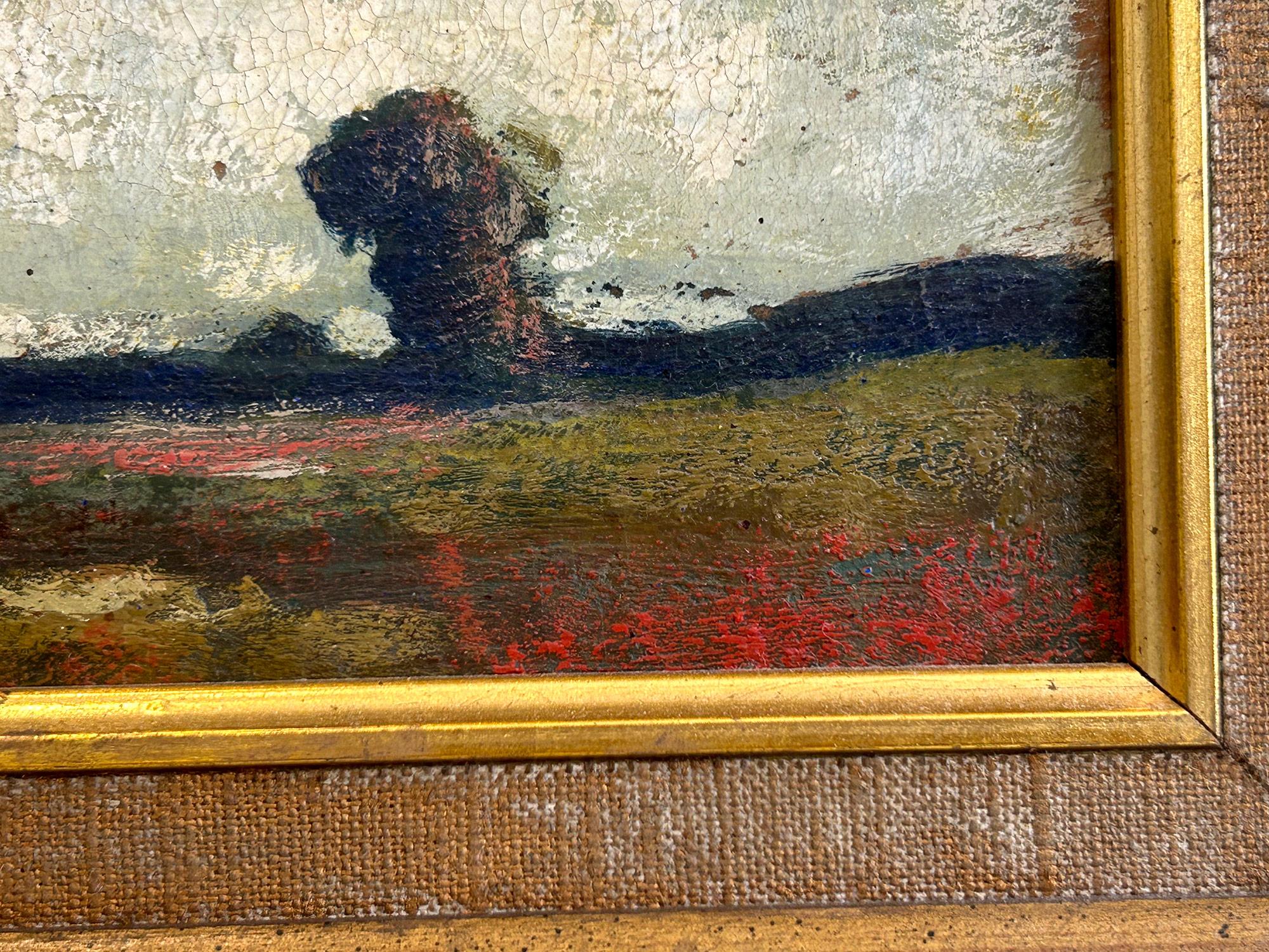 „Tonalistische Landschaft“ Ölgemälde einer englischen Landschaft mit üppigen Bäumen und Wolken im Angebot 5
