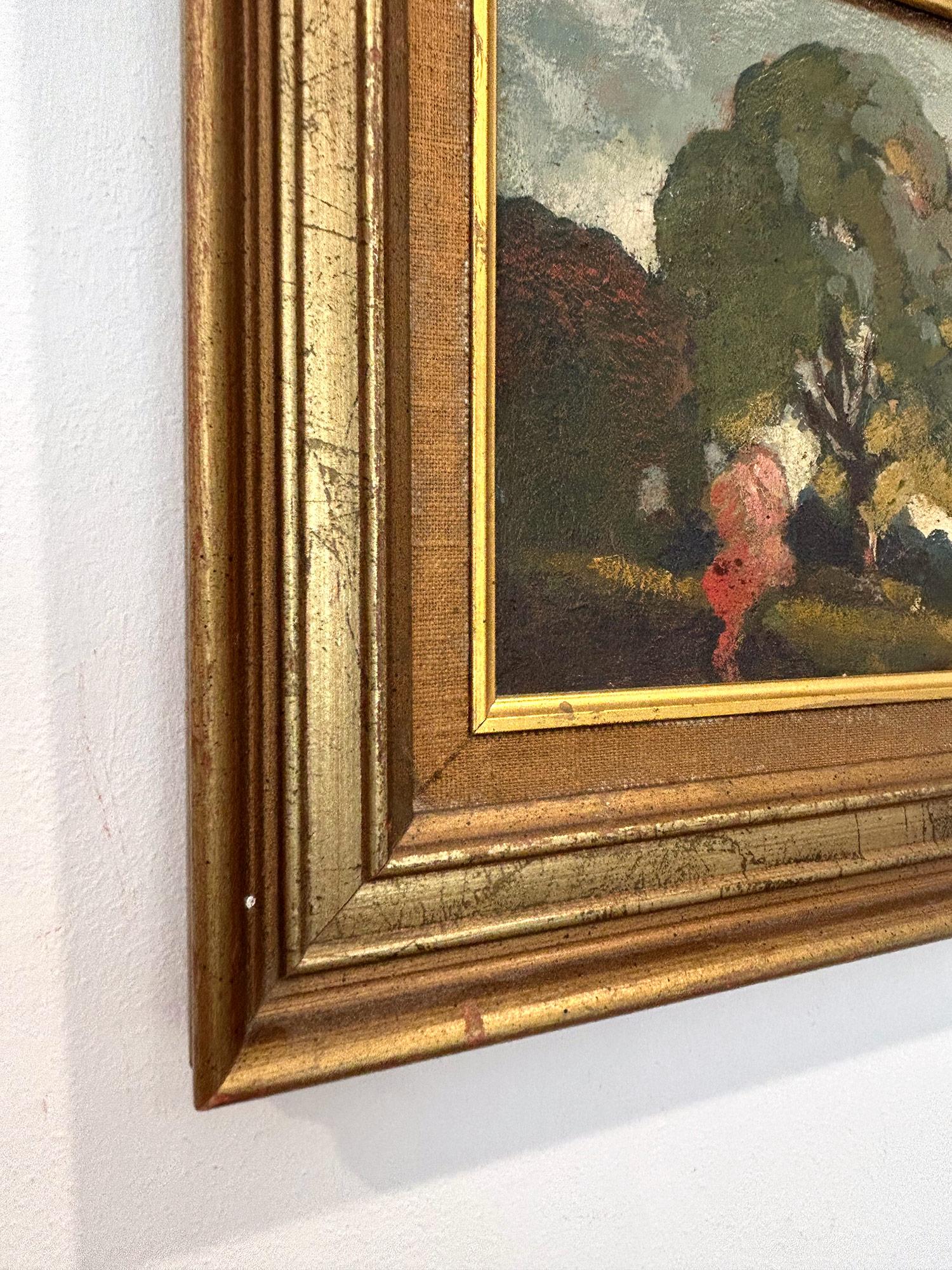 „Tonalistische Landschaft“ Ölgemälde einer englischen Landschaft mit üppigen Bäumen und Wolken im Angebot 7