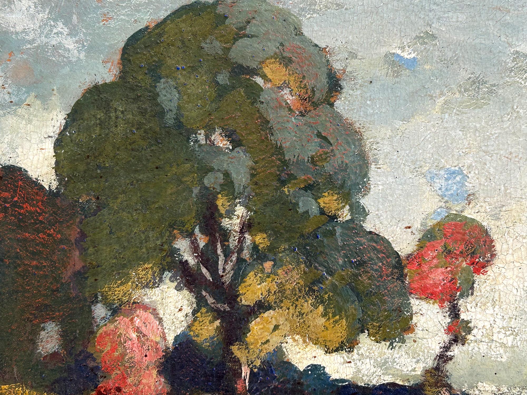 „Tonalistische Landschaft“ Ölgemälde einer englischen Landschaft mit üppigen Bäumen und Wolken (Impressionismus), Painting, von William Emerson