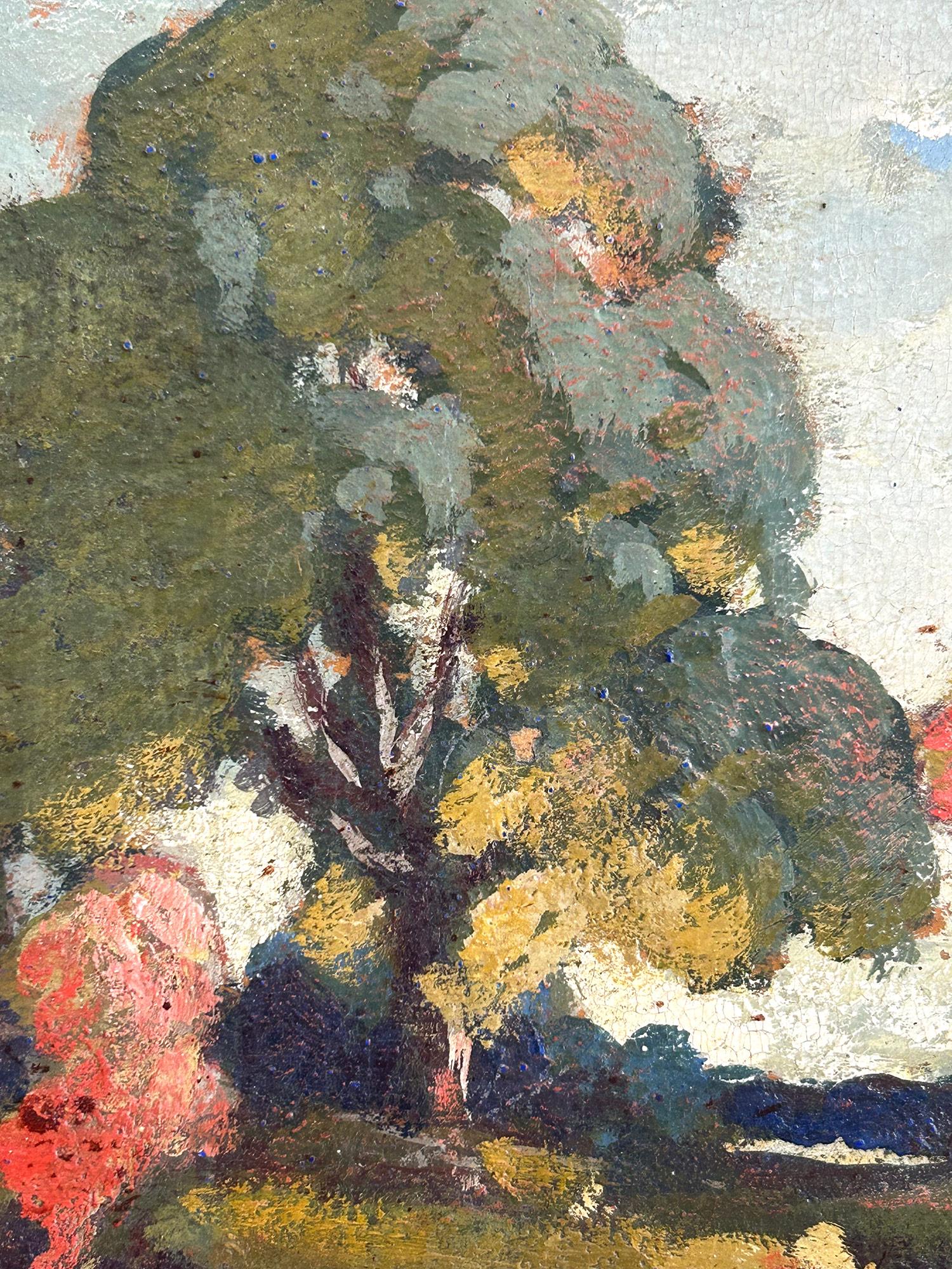 „Tonalistische Landschaft“ Ölgemälde einer englischen Landschaft mit üppigen Bäumen und Wolken im Angebot 2