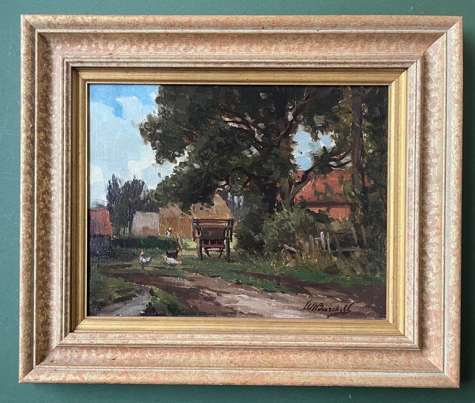 William F Burchell,  Original oil painting of chickens in a farmyard For Sale 6