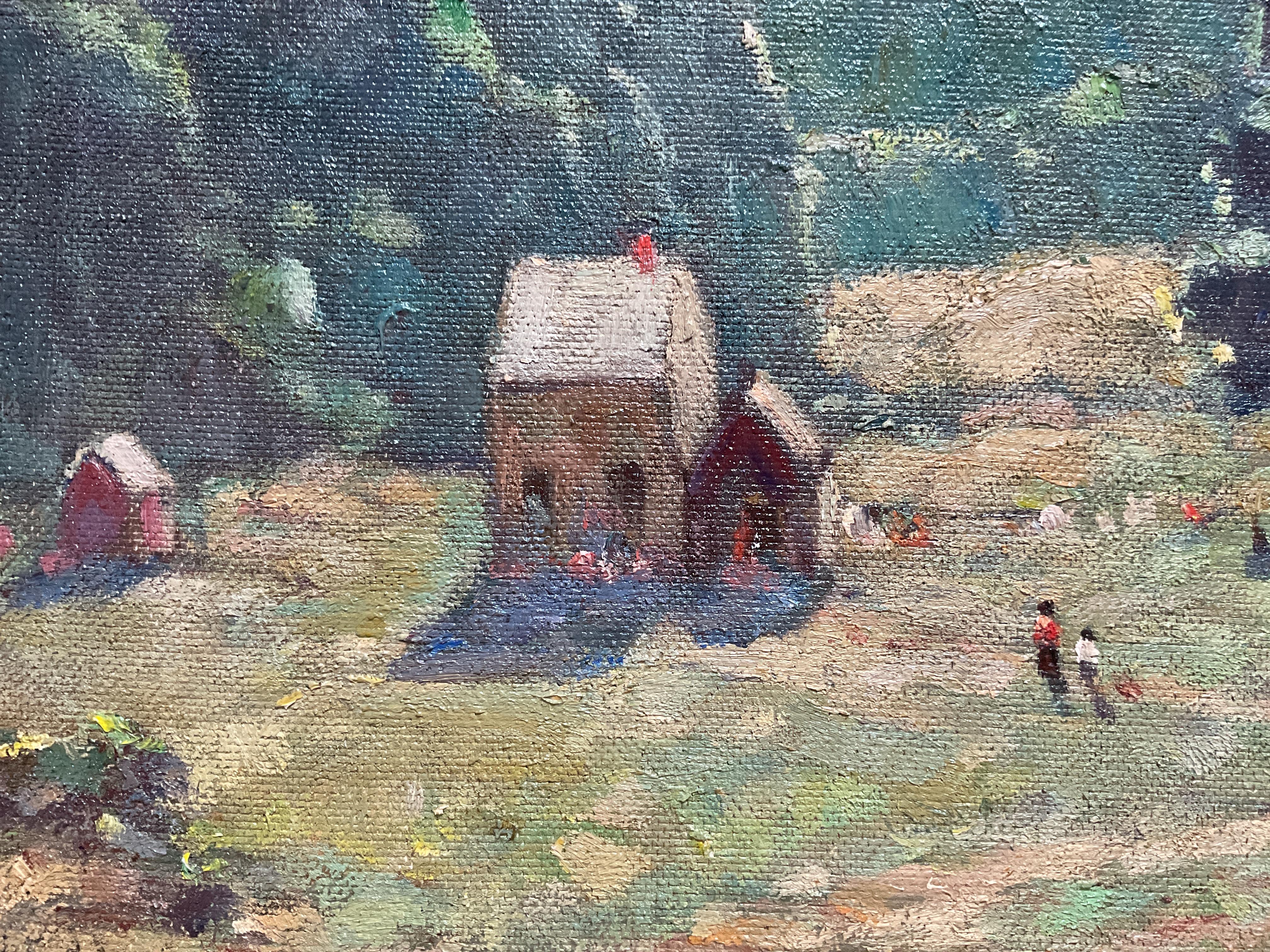 Bellissimo paesaggio montano dipinto ad olio da William F. Matthews, 1940 ca. 2