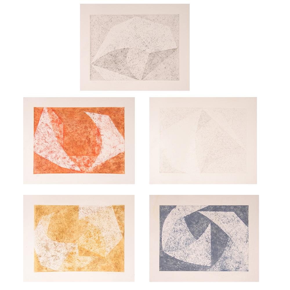 Suite of Five Etchings on Indian Handmade Paper
Artist: William Fares
Title: The Tempered Portfolio
Year: 1979
Medium: Five Etchings, Each Signed and Numbered in Pencil
Edition: 4/35
Paper Size: 27 x 21 Inches [68.58 x 53.34 cm]