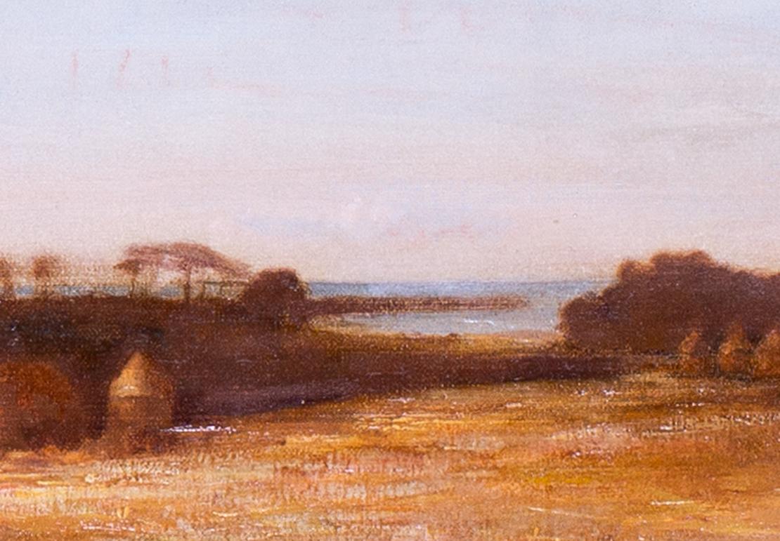 1909 Royal Academy painting of harvesting before the coast by Ferguson - Academic Painting by William Ferguson