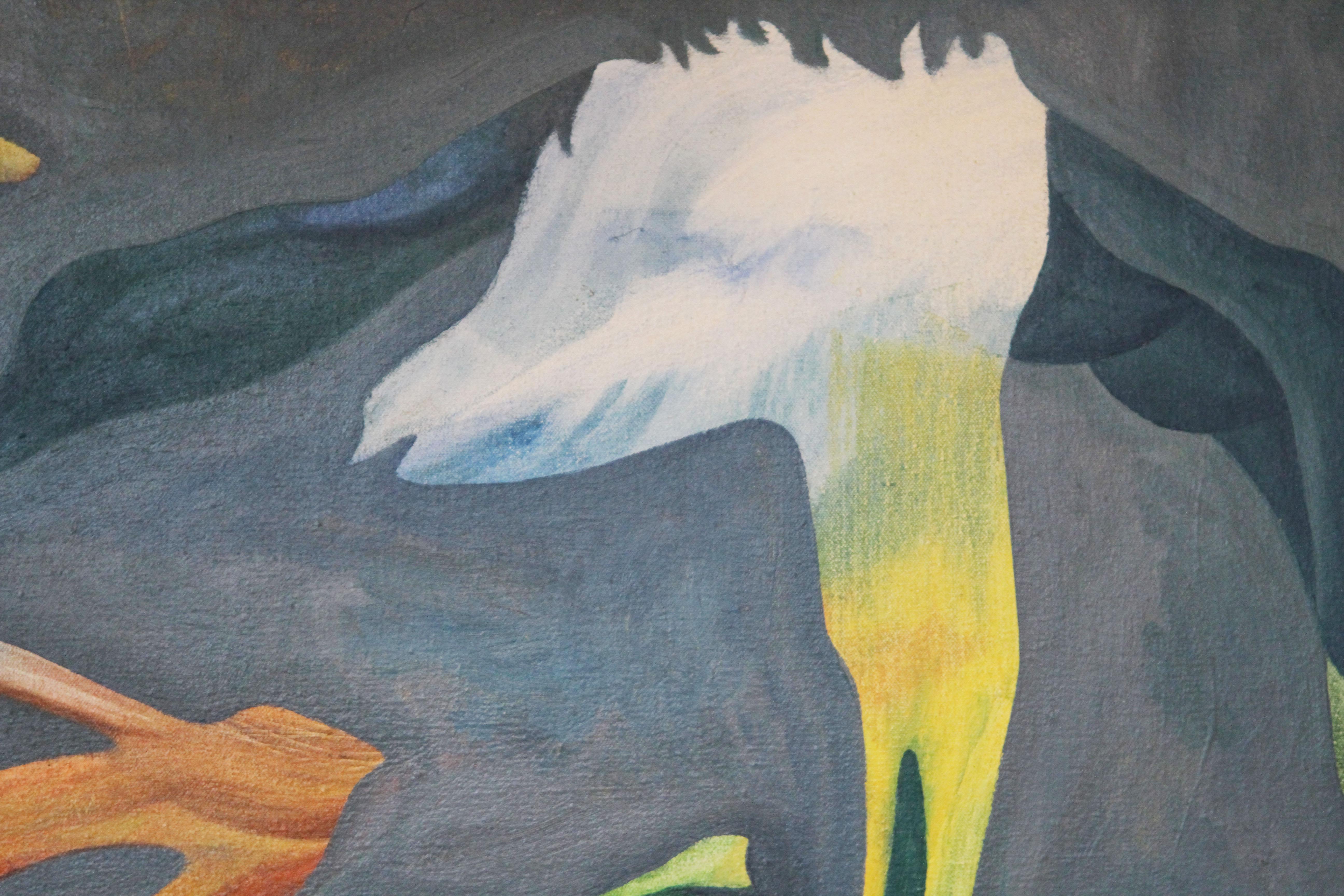 20th Century William Fett Sirrealist Abstract Landscape Oil Painting