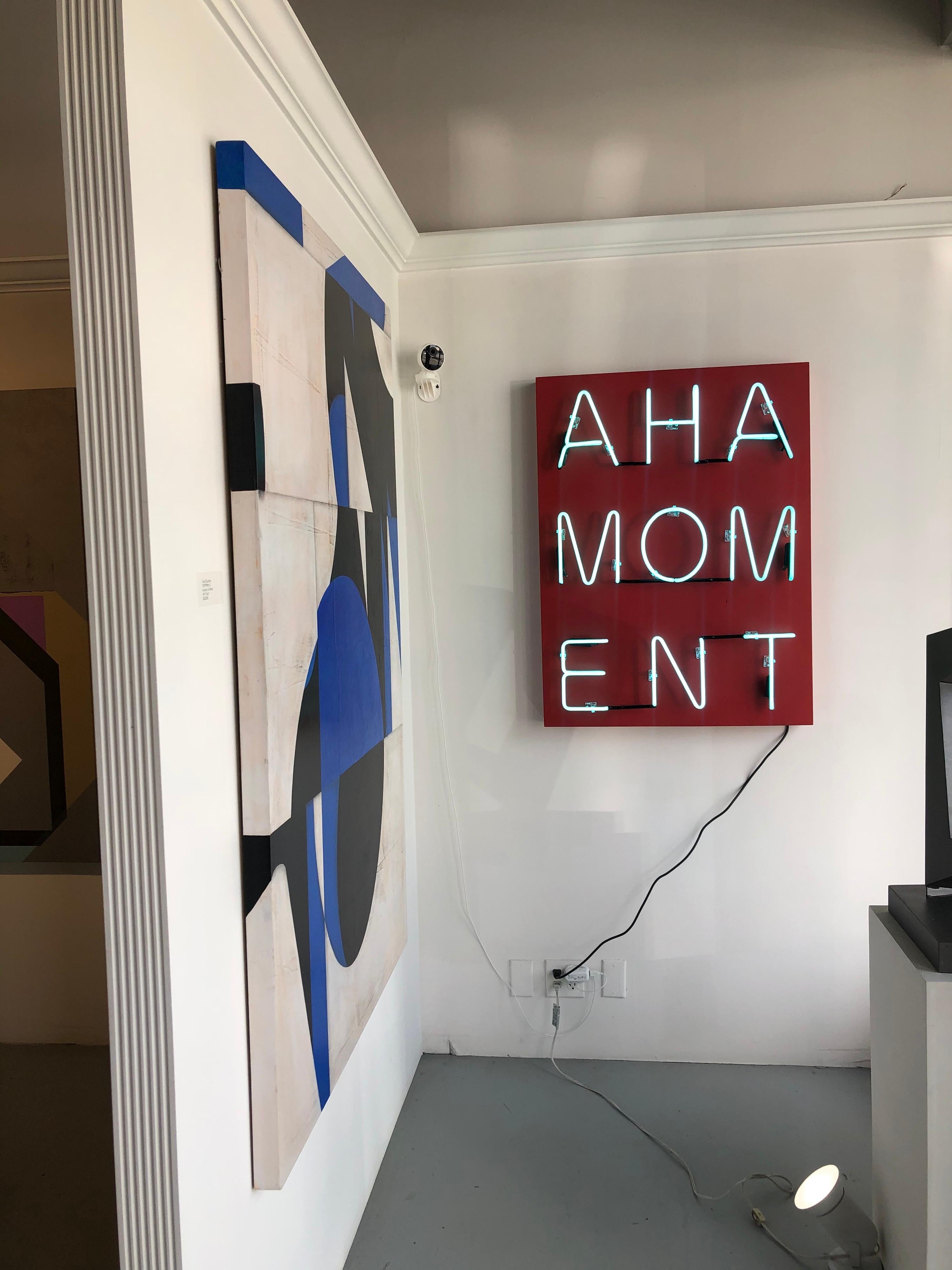 Acrylic and Neon on Panel Titled: AHA MOMENT  4