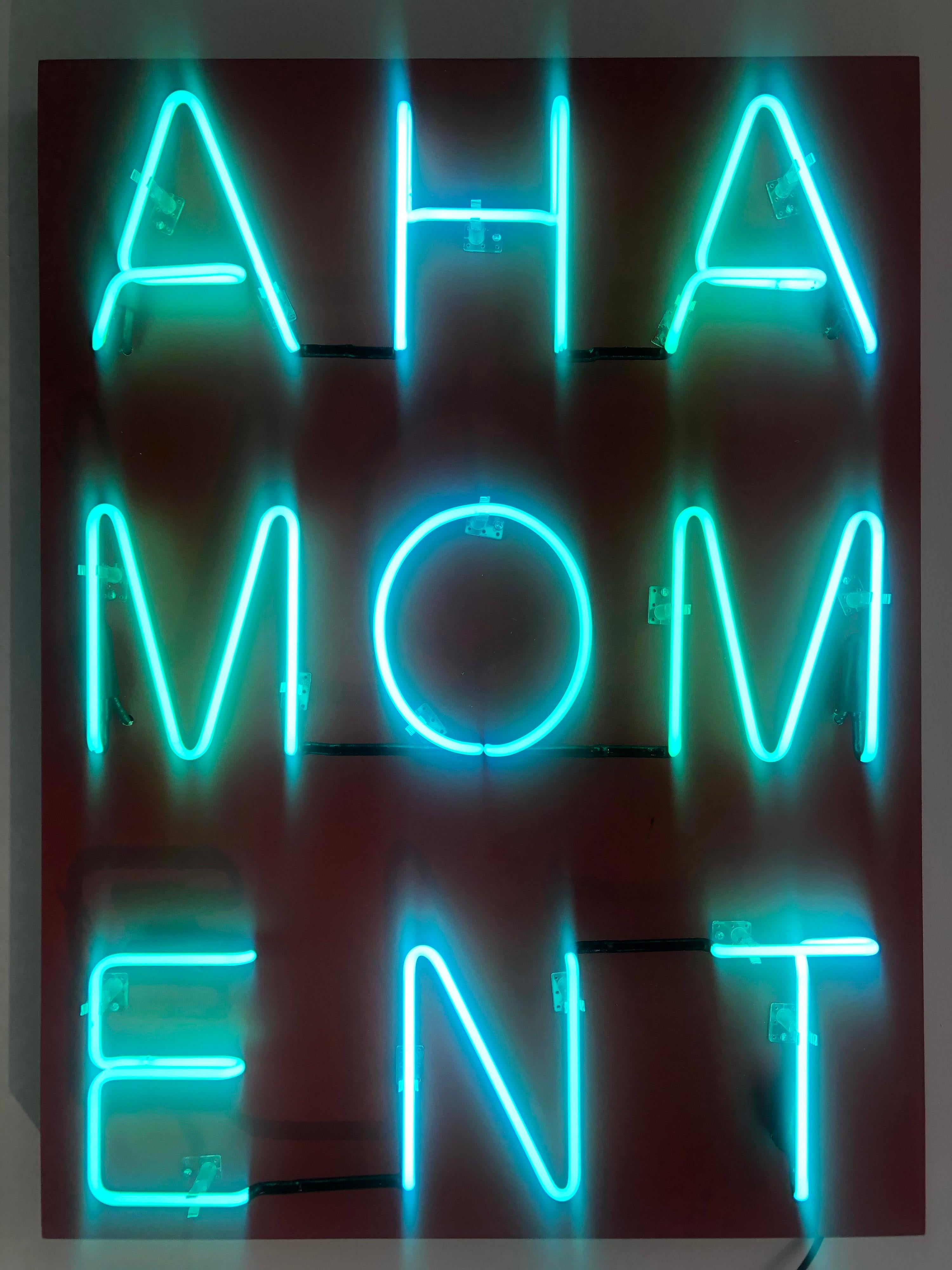 Acrylic and Neon on Panel Titled: AHA MOMENT  - Mixed Media Art by William Finlayson