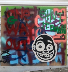 Acrylic on Cardboard Titled: “Shut it Down”