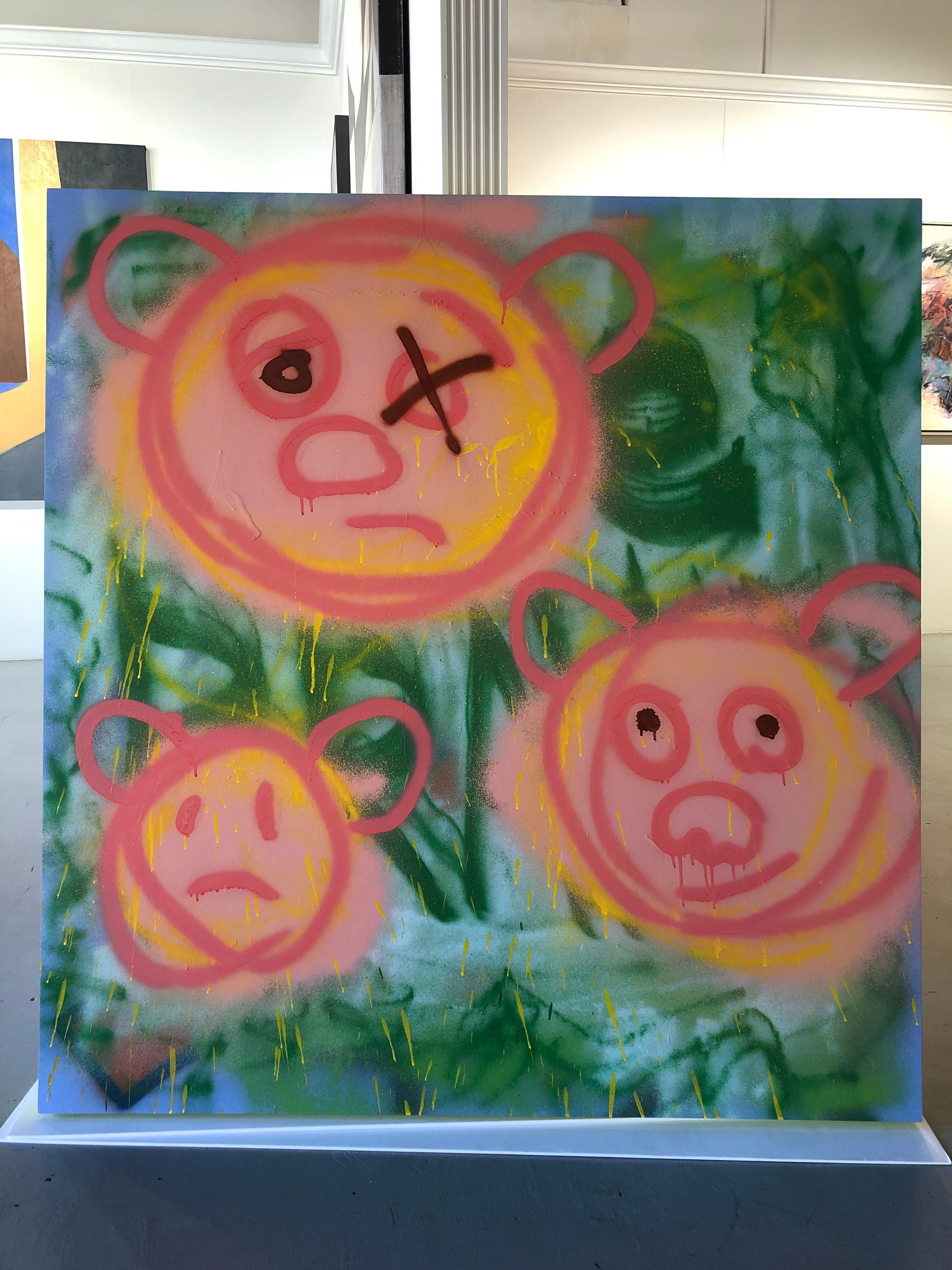 Acryl auf Tafel mit dem Titel: 3 Schweinbirnen im Angebot 2