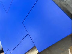 Acrylique sur Wood Assemblage Intitulé : "A.B.C. VII" Cobalt  36 x 48