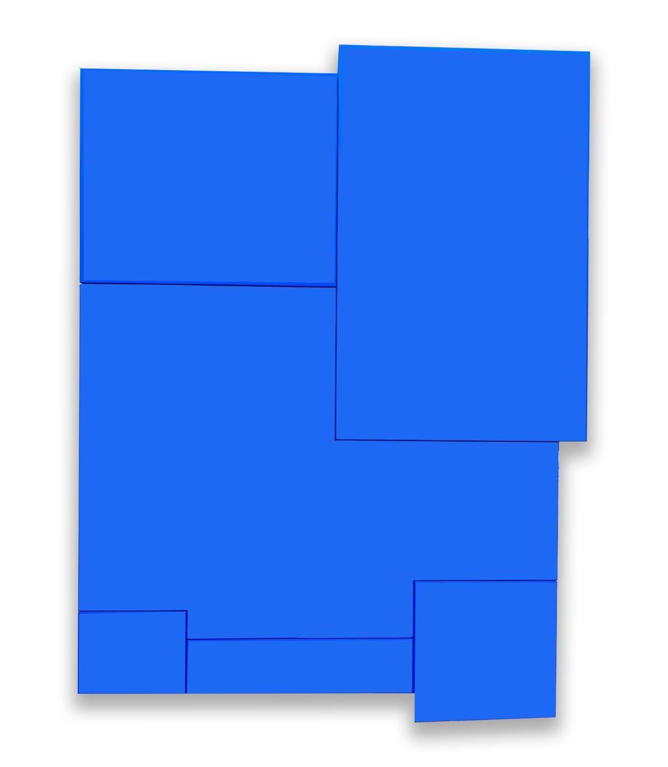 Acrylic on Wood Assemblage Titled: “A.B.C. VII" Cobalt 36 x 48