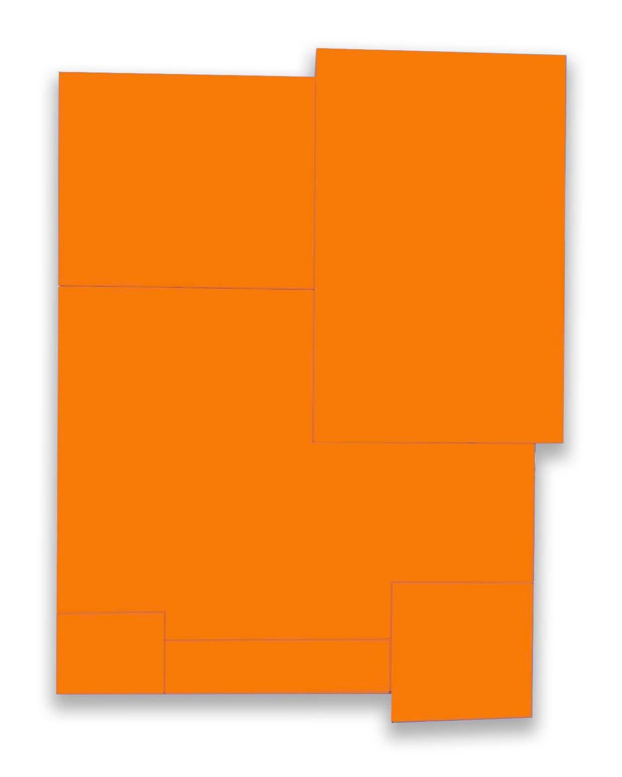 William Finlayson Abstract Painting - Acrylic on Wood Assemblage Titled: “A.B.C. VIII" Orange