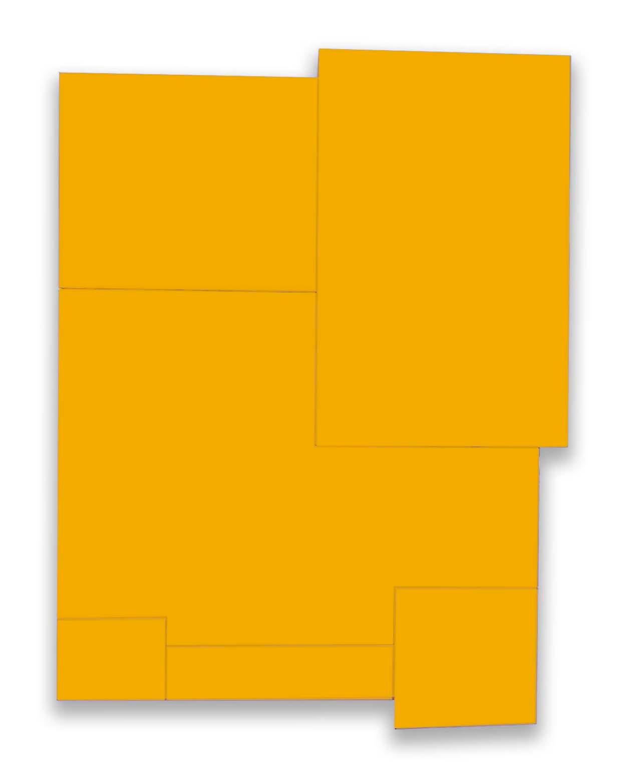 Acrylic on Wood Assemblage Titled: “A.B.C. VIIII" Yellow  36 x 48 - Mixed Media Art by William Finlayson