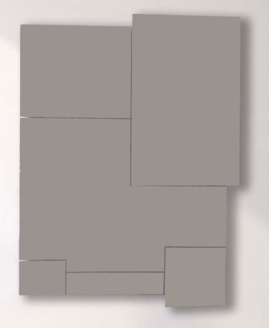 William Finlayson Abstract Painting - Acrylic on Wood Assemblage Titled: “A.B.C. X" Gray