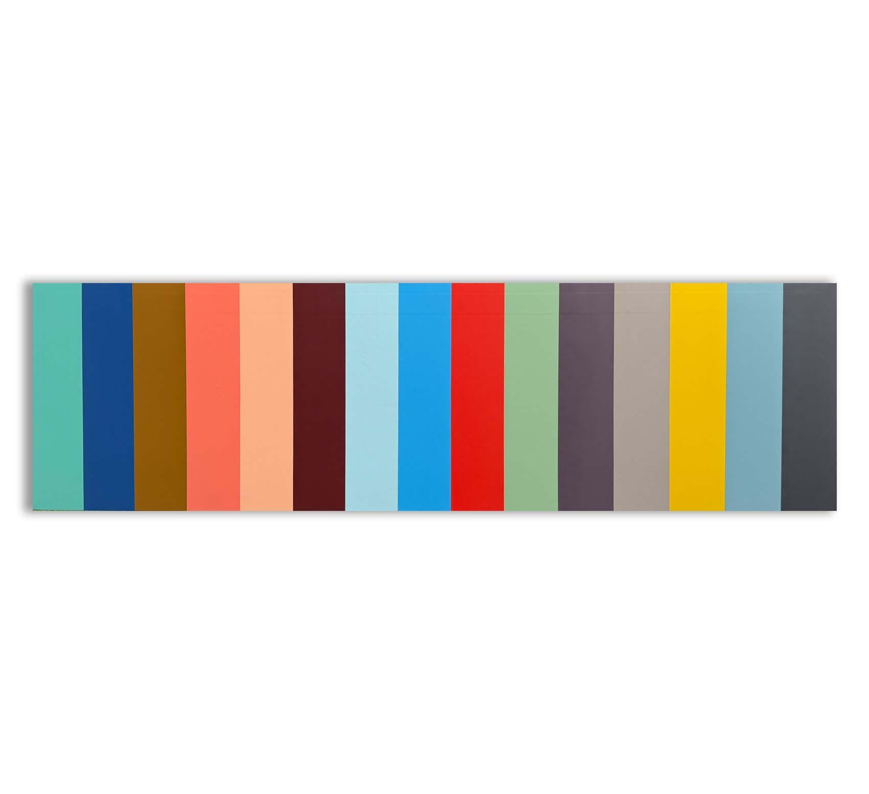 Acrylic on Wood Titled: "Blockhead 7” 17.5 x 60