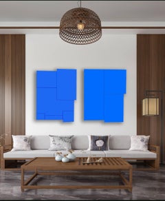 PAIR of Acrylic on Wood Assemblage Paintings