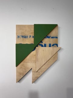 Acrylic and Wood Assemblage Titled: "Triangulations" 22 x 29