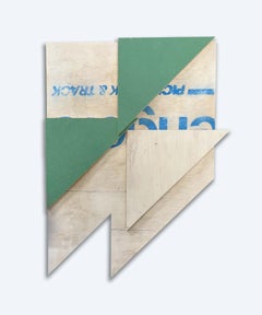 Acrilico e Wood Assemblage Titolo: "Triangolazioni" 22 x 29