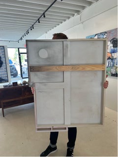 Acrylic on Wood Assemblage Titled: "A.B.C. 4” 44 x 36