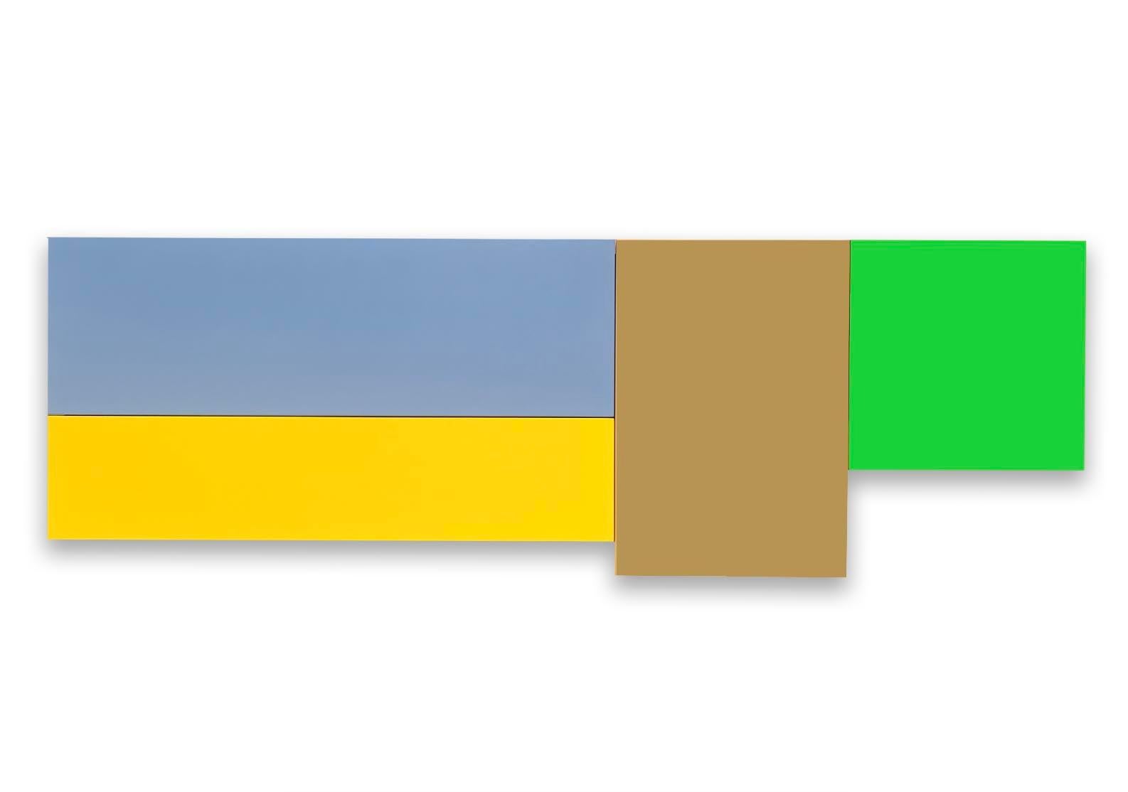 William Finlayson Abstract Painting – Acrylic on Wood Assemblage Titled: "A.B.C. 6”  19 x 58