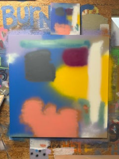 Dipinto acrilico su tela intitolato “Happy Haze VII”, 56,75 x 58,75