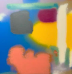 Dipinto acrilico su tela intitolato “Happy Haze VII”, 56,75 x 58,75