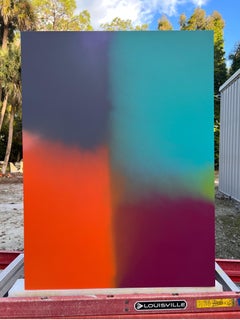 Pittura acrilica su pannello di legno intitolata "Happy Haze Vl  35.5 x 47.5