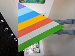 Modern Acrylic Painting on Panel Titled: "3rd Tri" 41.5 x 45.5