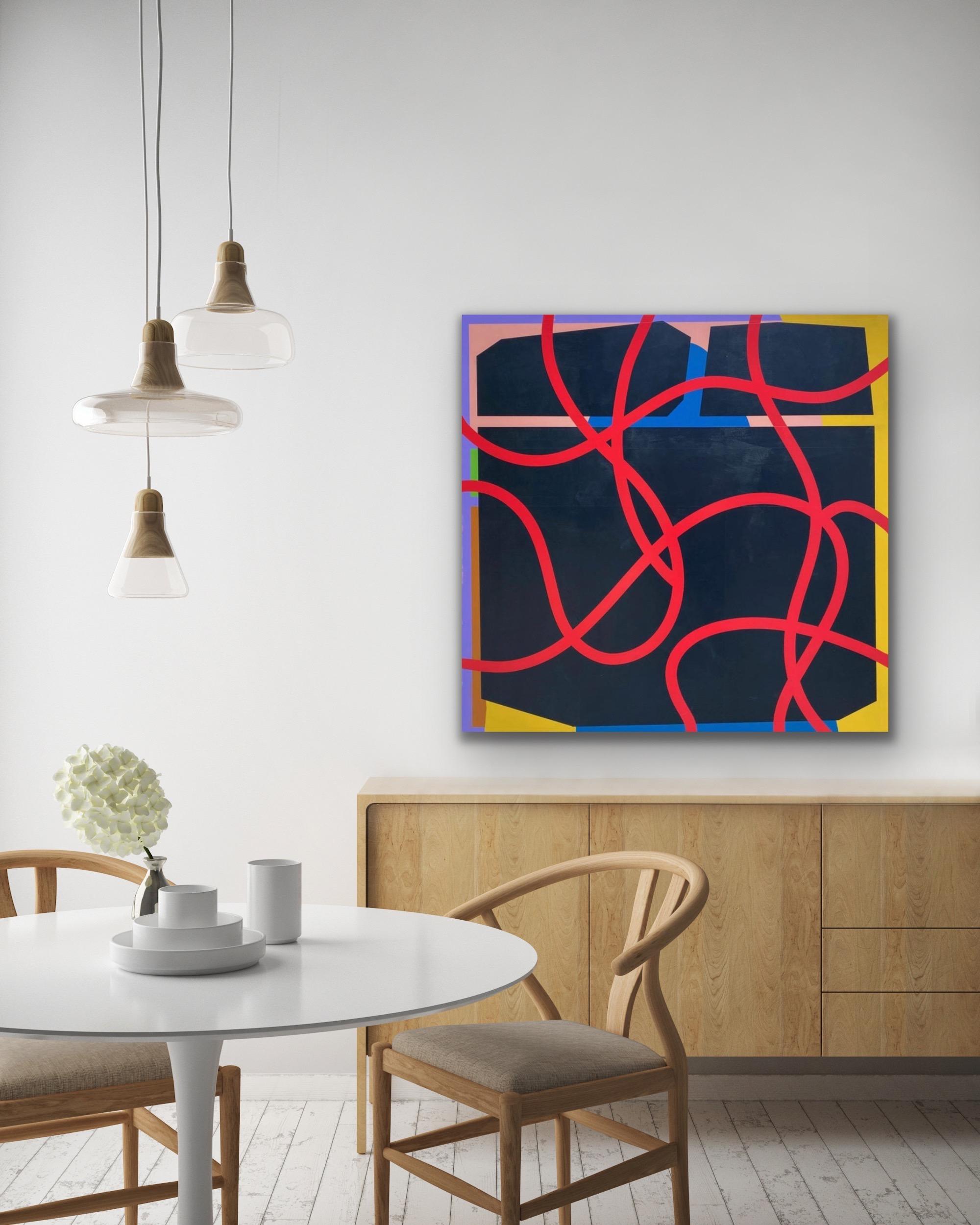 Original Abstract painting Titled “Red Ribbons” - Abstract Geometric Painting by William Finlayson