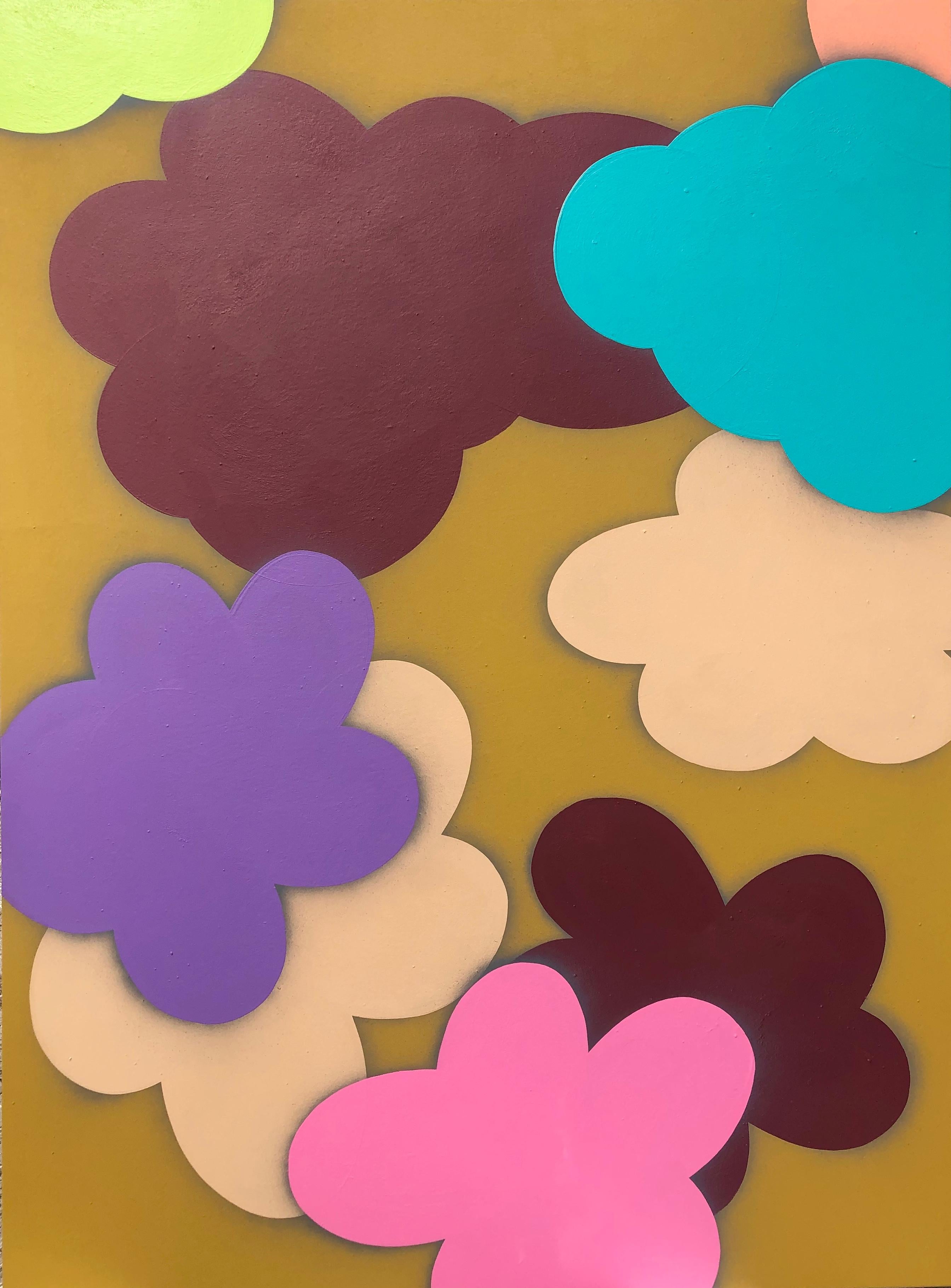 William Finlayson Abstract Painting - Original Painting on Panel Titled: "Cloudy with a Chance of Flowers I"