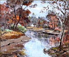 Riverside Cottage in Spring Kennebunkport Maine Pallet Knife Impasto Texture