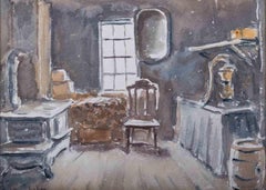 William Fisher  (AMERICAN, 1891 - 1985) Watercolor "Interior Scene"
