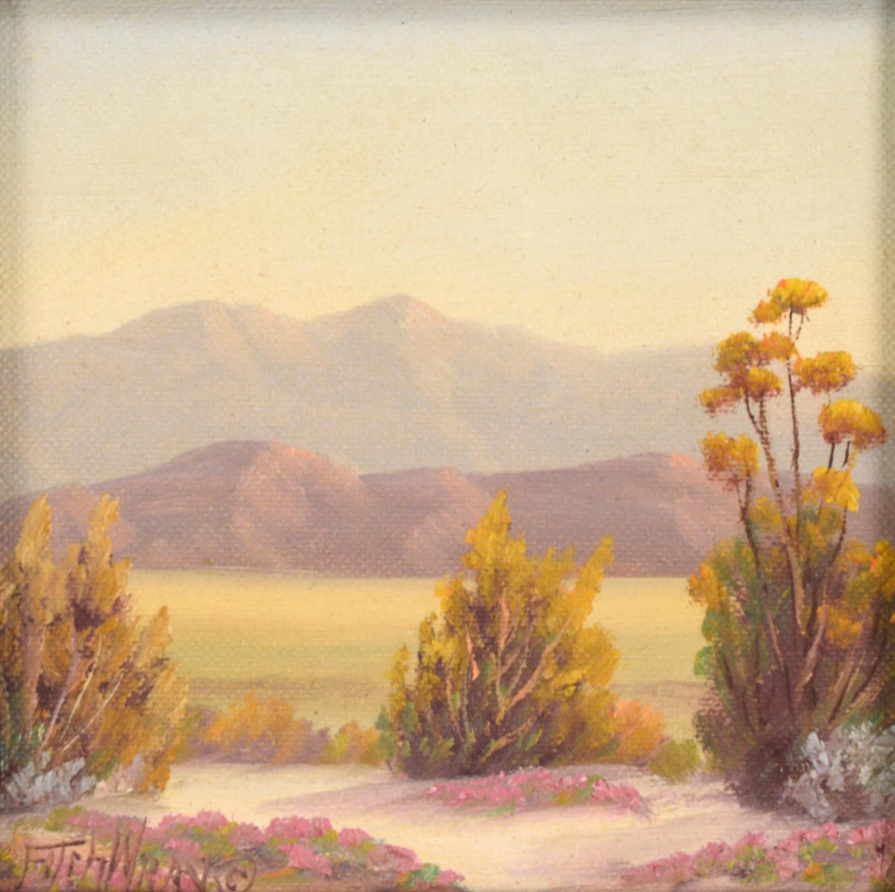 Miniature Desert Landscape with Yellow Flora - Painting by William Fitch Wray