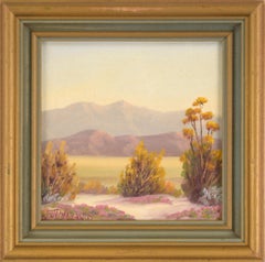 Vintage Miniature Desert Landscape with Yellow Flora