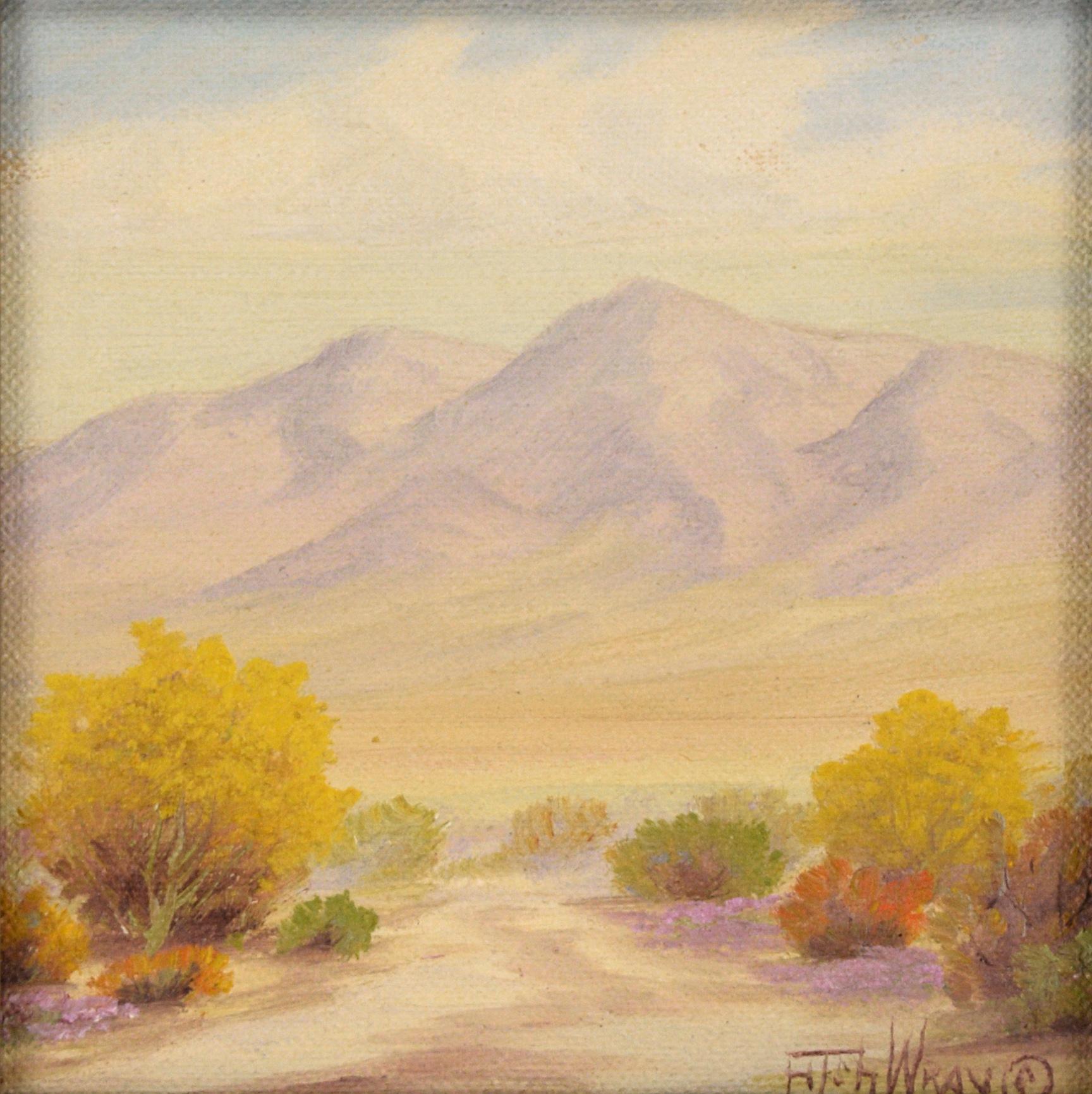 Miniature Desert Road Landscape - Painting by William Fitch Wray