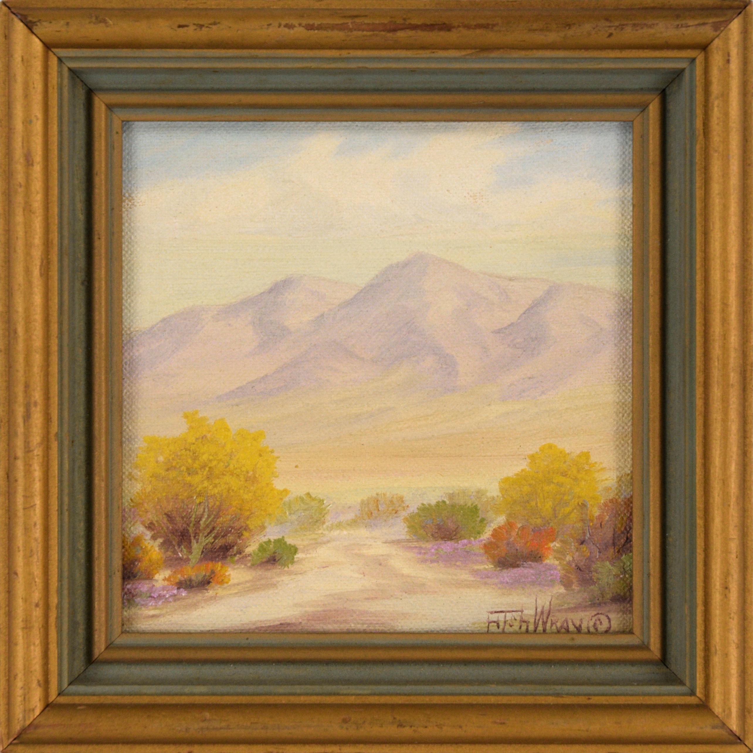 William Fitch Wray Landscape Painting - Miniature Desert Road Landscape