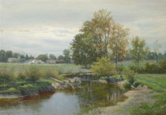 Angeln am Bach, New York, 1892, amerikanisch, realistisch, pastoral, Landschaft