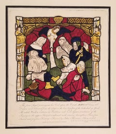 Antique William Fowler Engraving after a York Cathedral Stained Glass Window 
