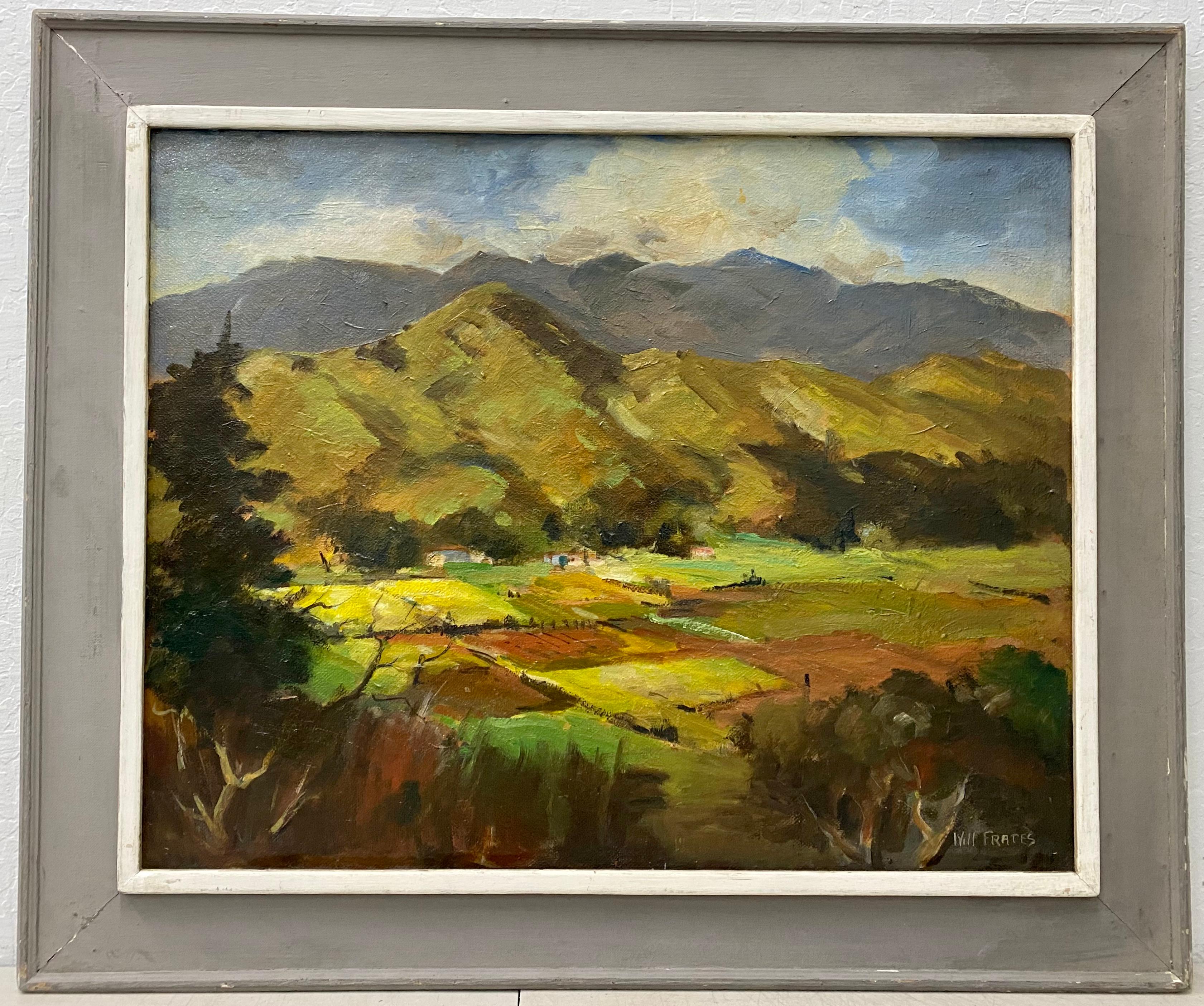 William Frates Landscape Painting - William (Will) Frates "Fertile Valley" Original Oil Painting C.1950