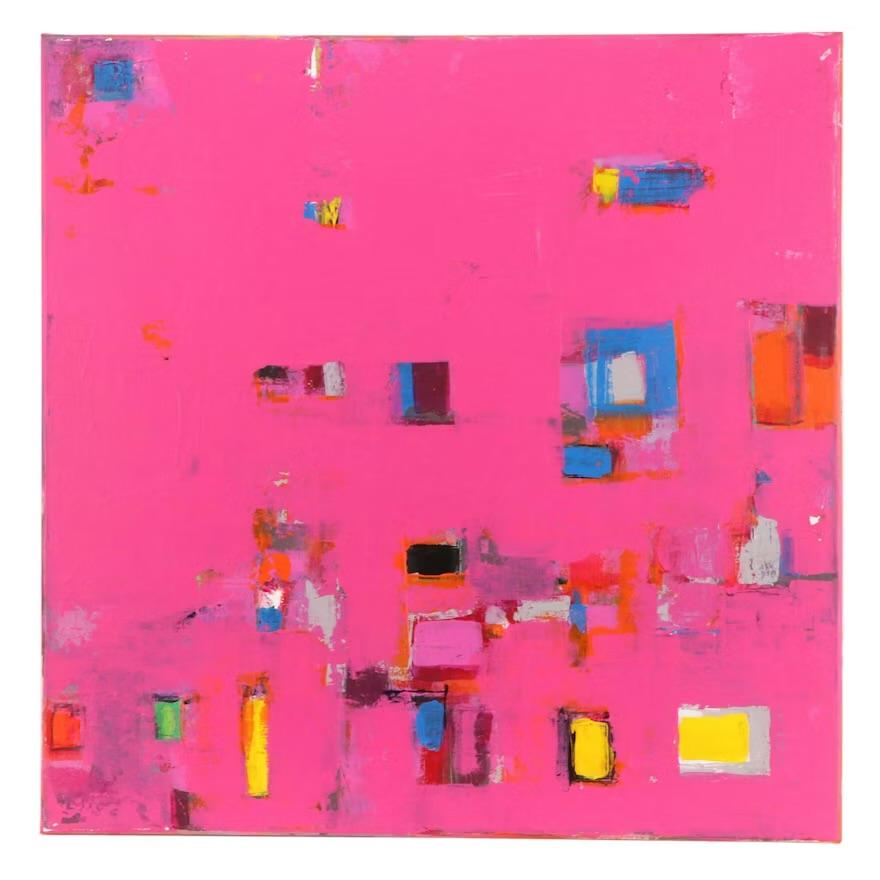 American William Fred Arrowood Expressionist Abstract Acrylic on Canvas Diptych Paintings For Sale